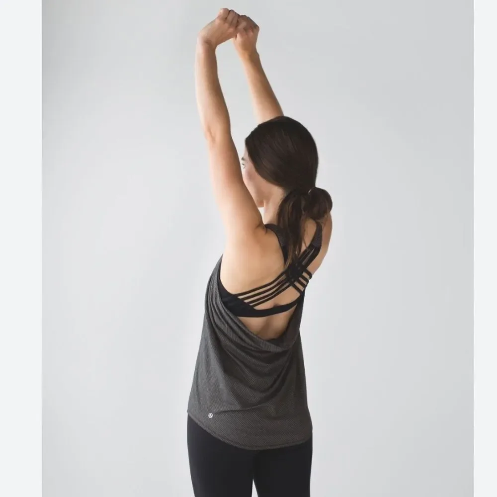 2/$30 LULULEMON Free to be Wild Tank 2 in 1 Bra Open Back Heathered Gray